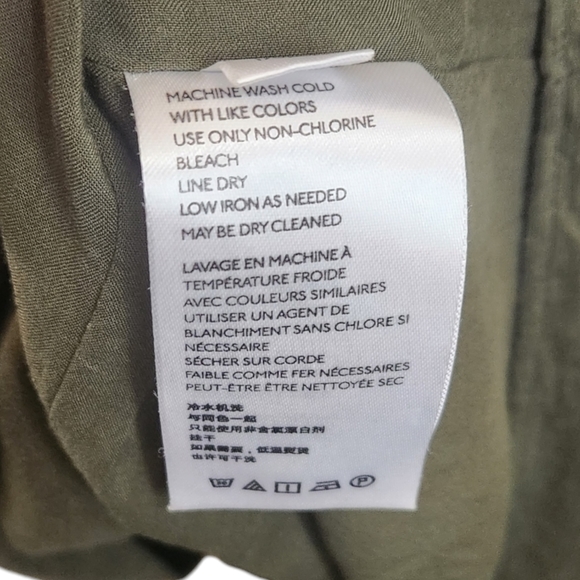 Anthropologie Nicole Linen Blend Green Puff Sleeve Shirt Dress - Picture 4 of 11